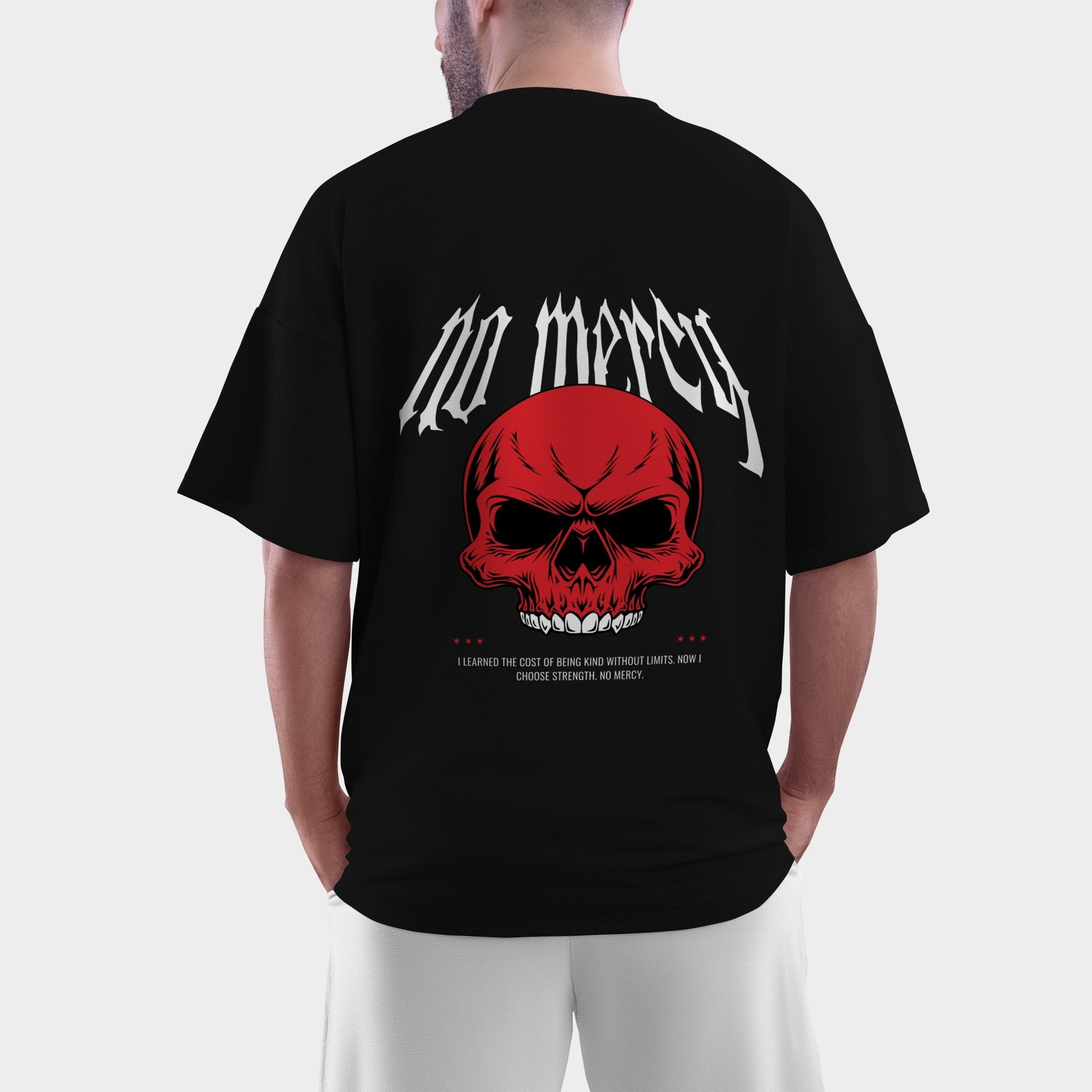 No Mercy — Red Skull Street Tee Front&Back - BlankNine
