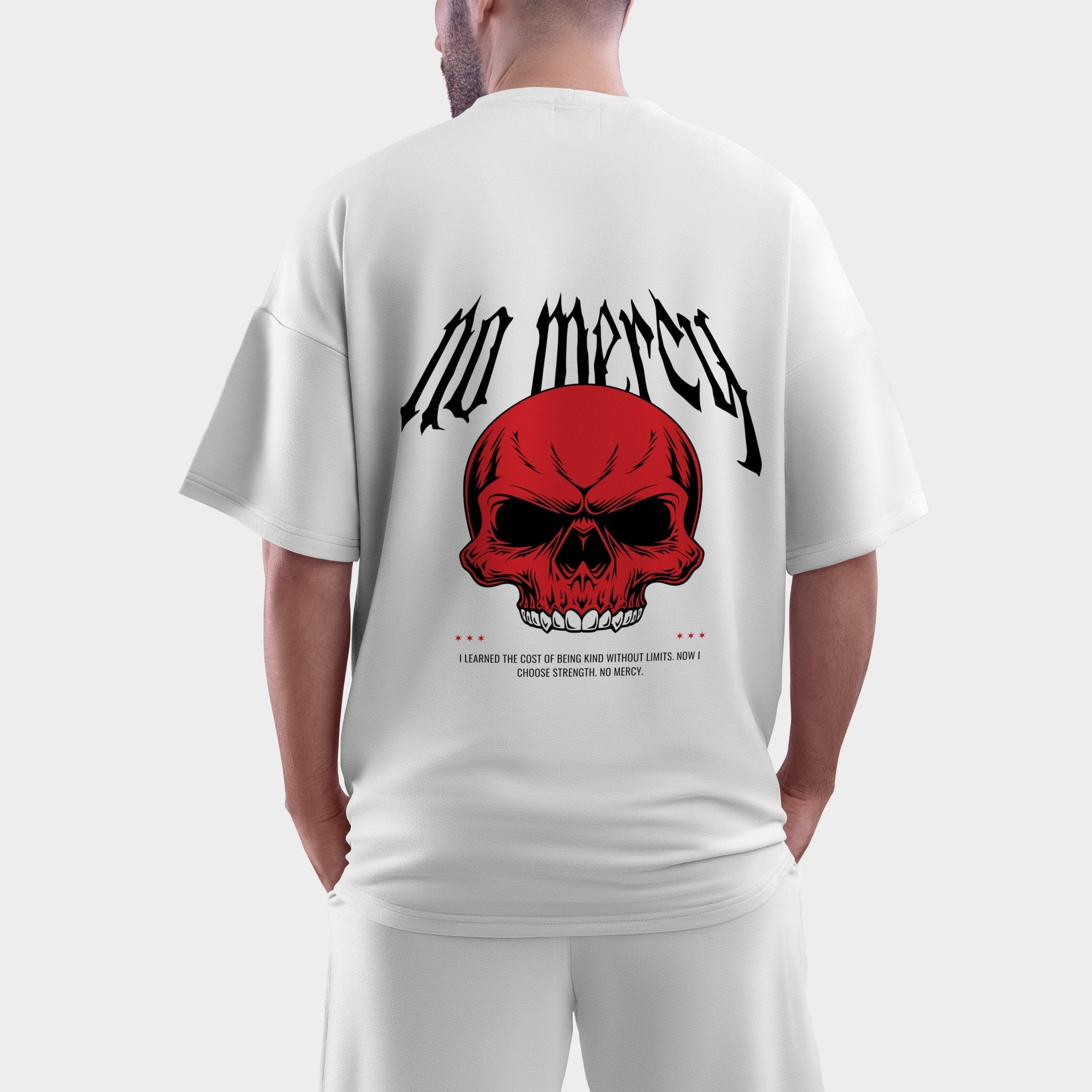 No Mercy — Red Skull Street Tee Front&Back - BlankNine