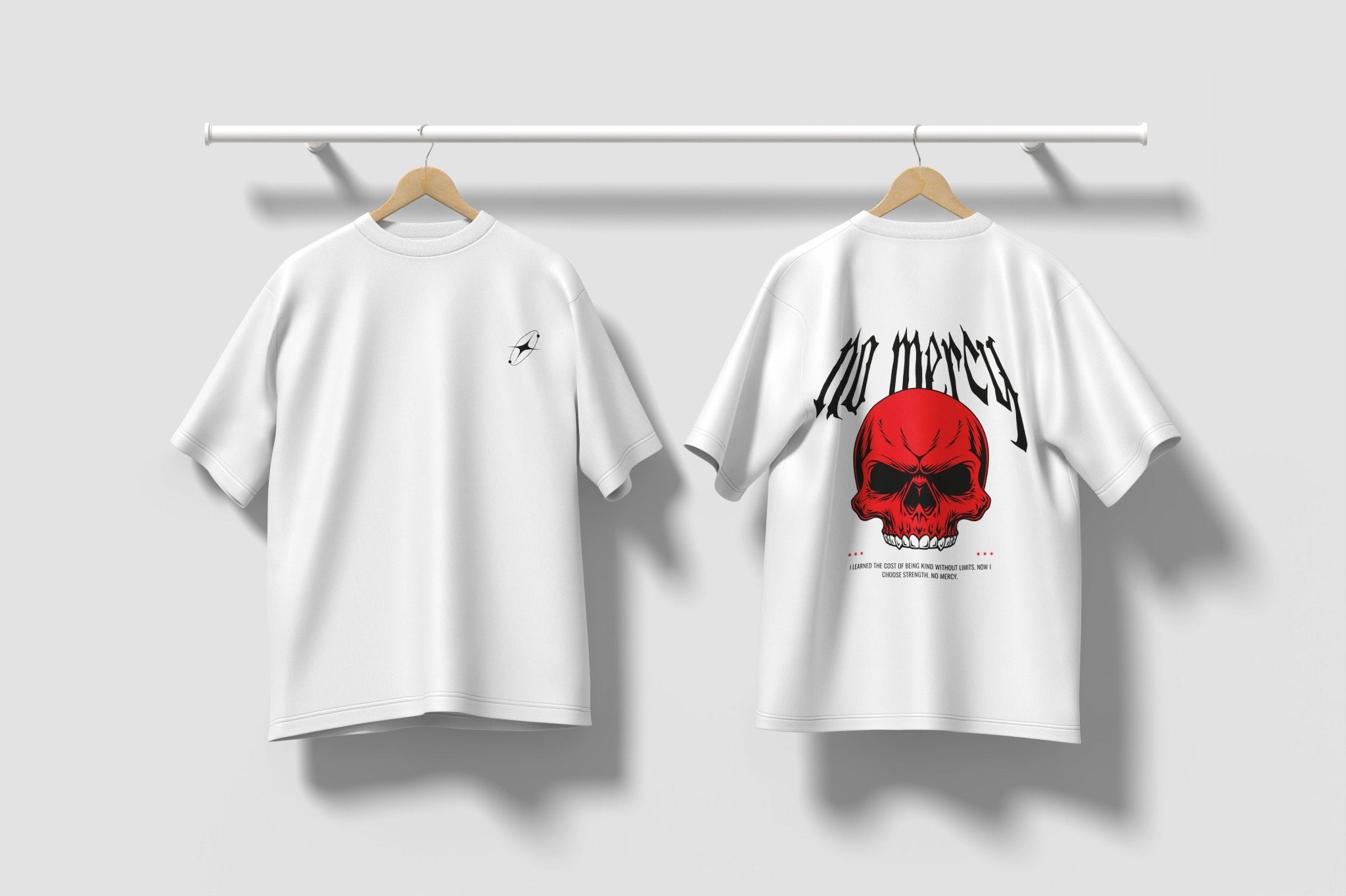 No Mercy — Red Skull Street Tee Front&Back - BlankNine